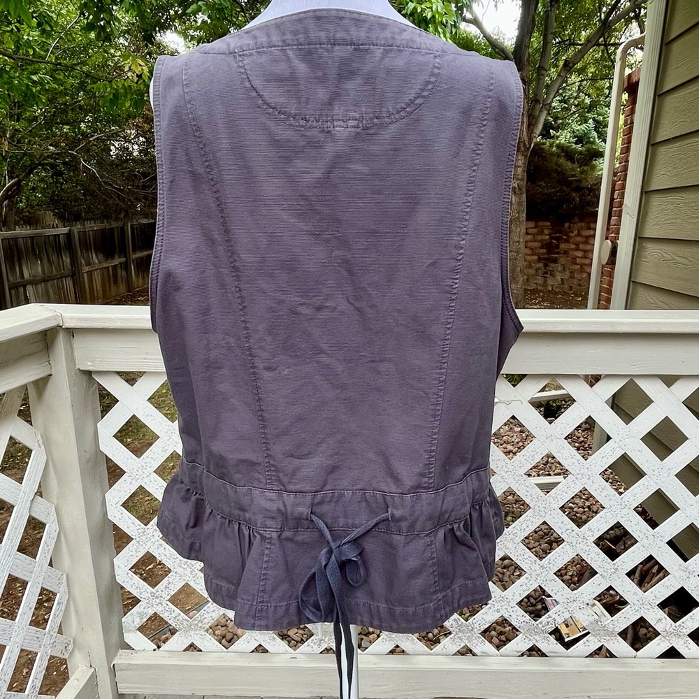 Wrap London Gray Cotton Top Women 41" Bust‎ Ruffle Sleeveless Pocket V Neck Read - Picture 5 of 11